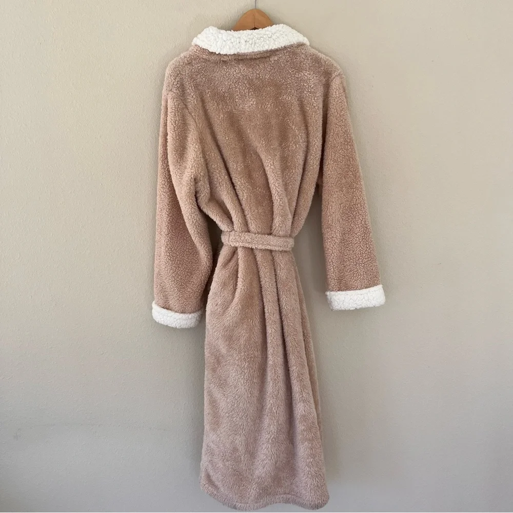 Hammacher Schlemmer Womens Robe L/XL Executive Sherpa Hyge Cozy Luxury Old Money